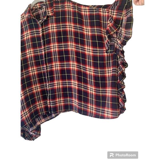 I JOAH Plaid oversized button front shirt tunic top Small - Picture 2 of 5